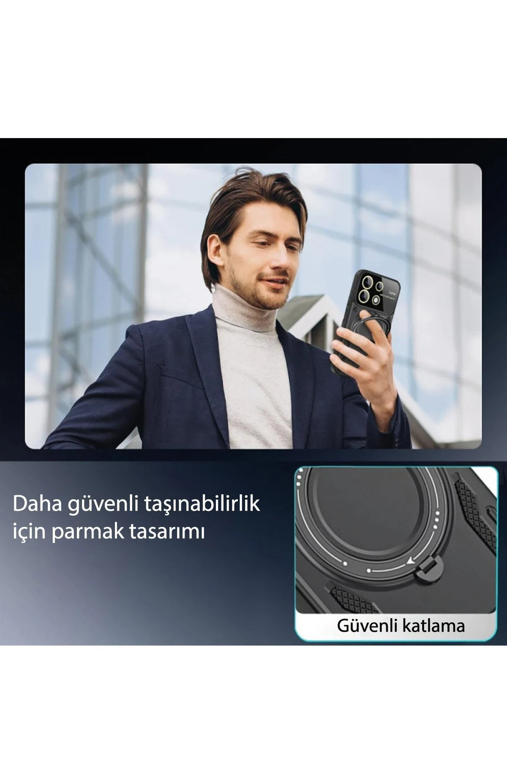 nebaktın Xiaomi Redmi Note 13 Pro 5G Kılıf Joy Lens Standlı Kapak - Siyah 4