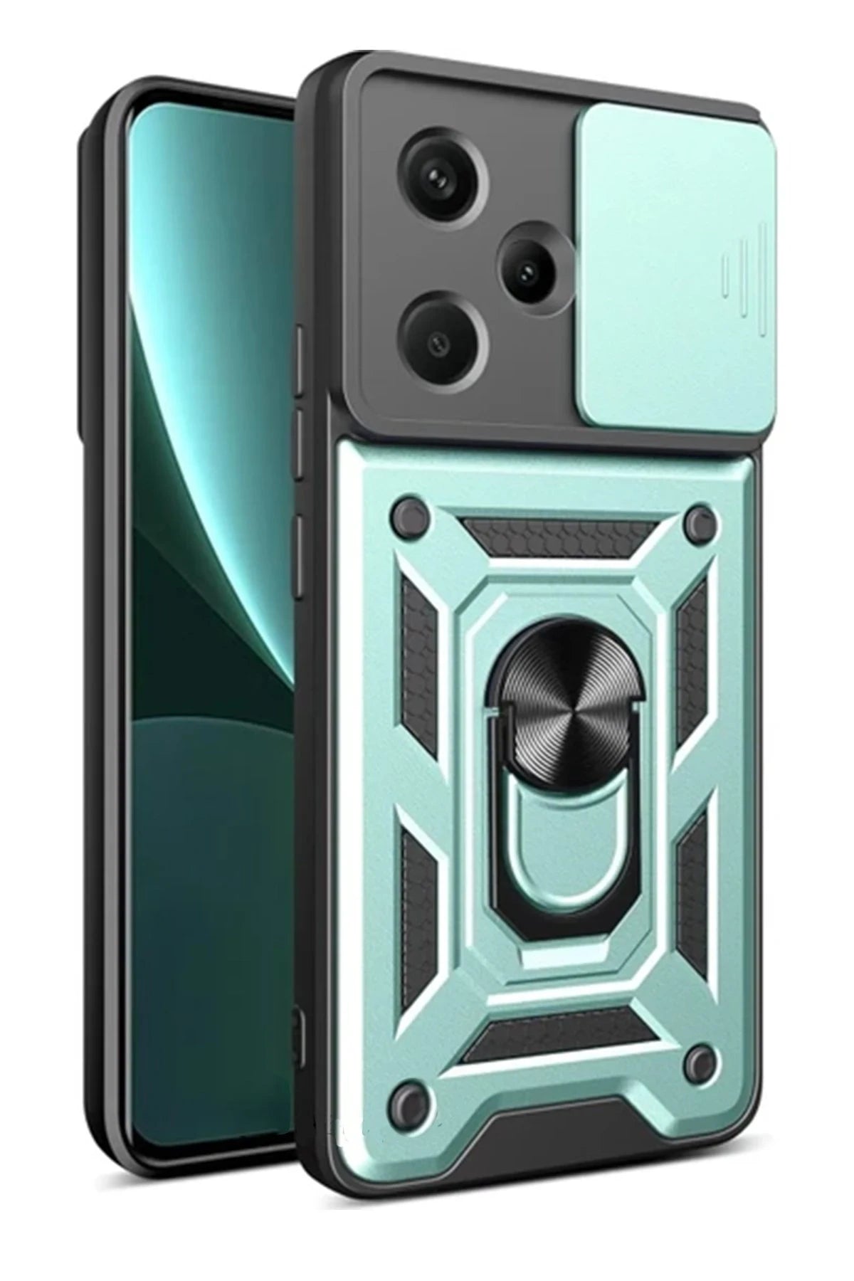 nebaktın Xiaomi Redmi Note 13 Pro Plus Kılıf Pars Lens Yüzüklü Silikon - Yeşil 1