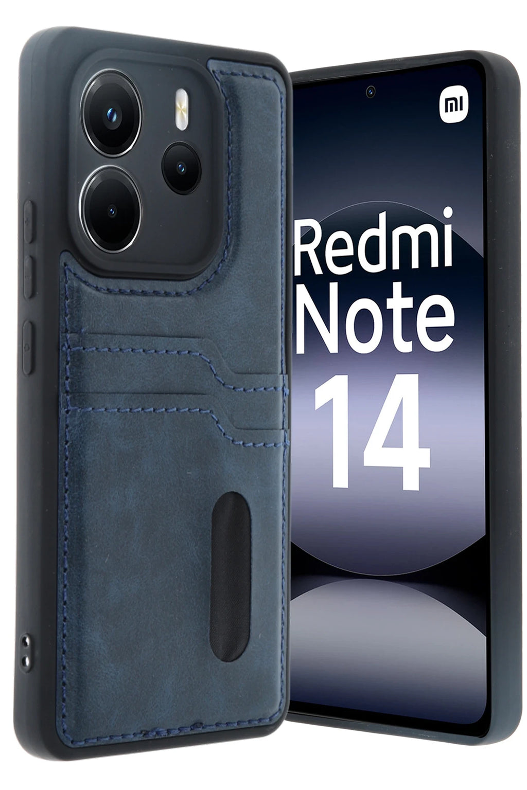 nebaktın Xiaomi Redmi Note 14 4G Kılıf Sara Kartvizitli Deri Kılıf - Lacivert 1