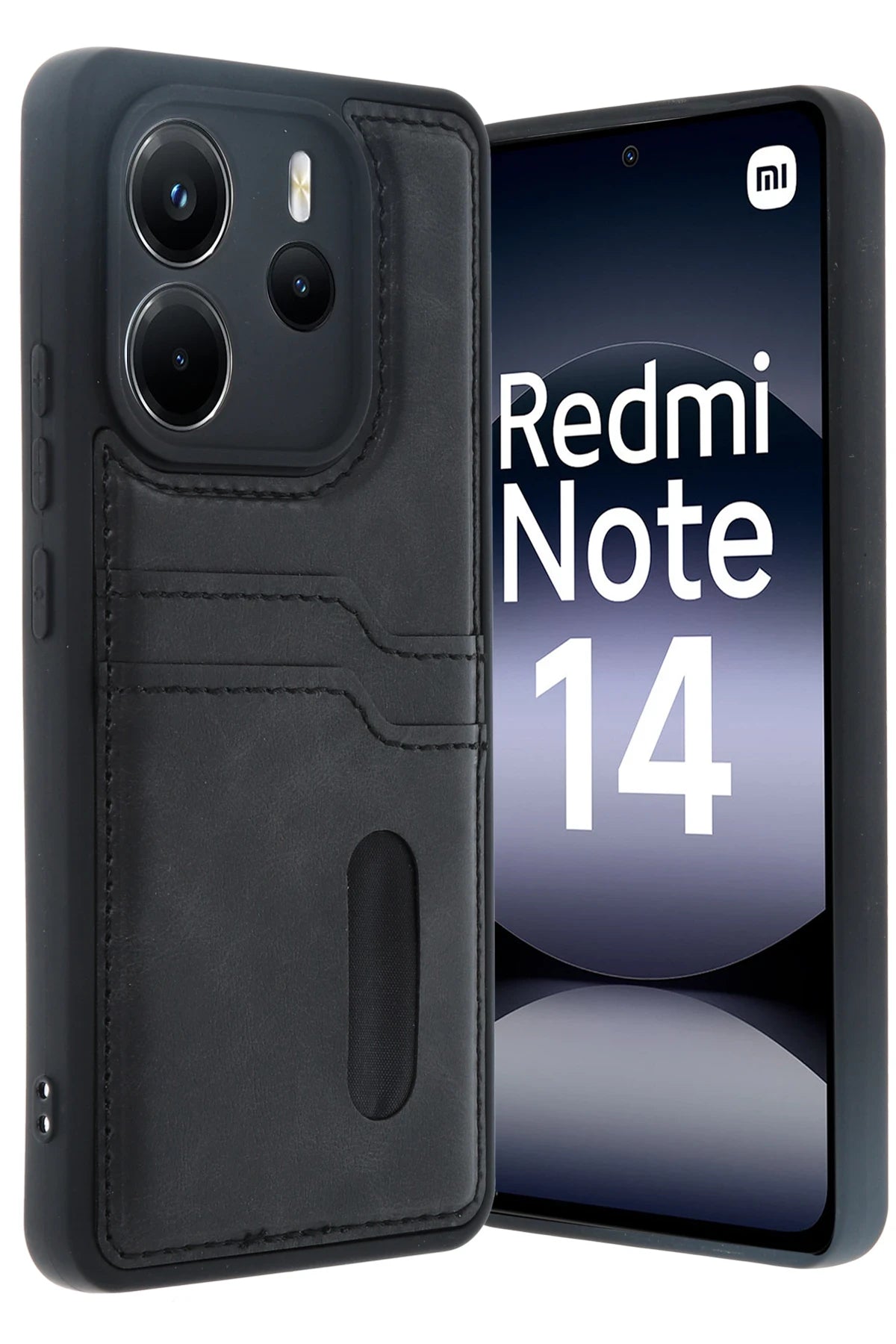nebaktın Xiaomi Redmi Note 14 4G Kılıf Sara Kartvizitli Deri Kılıf - Siyah 1