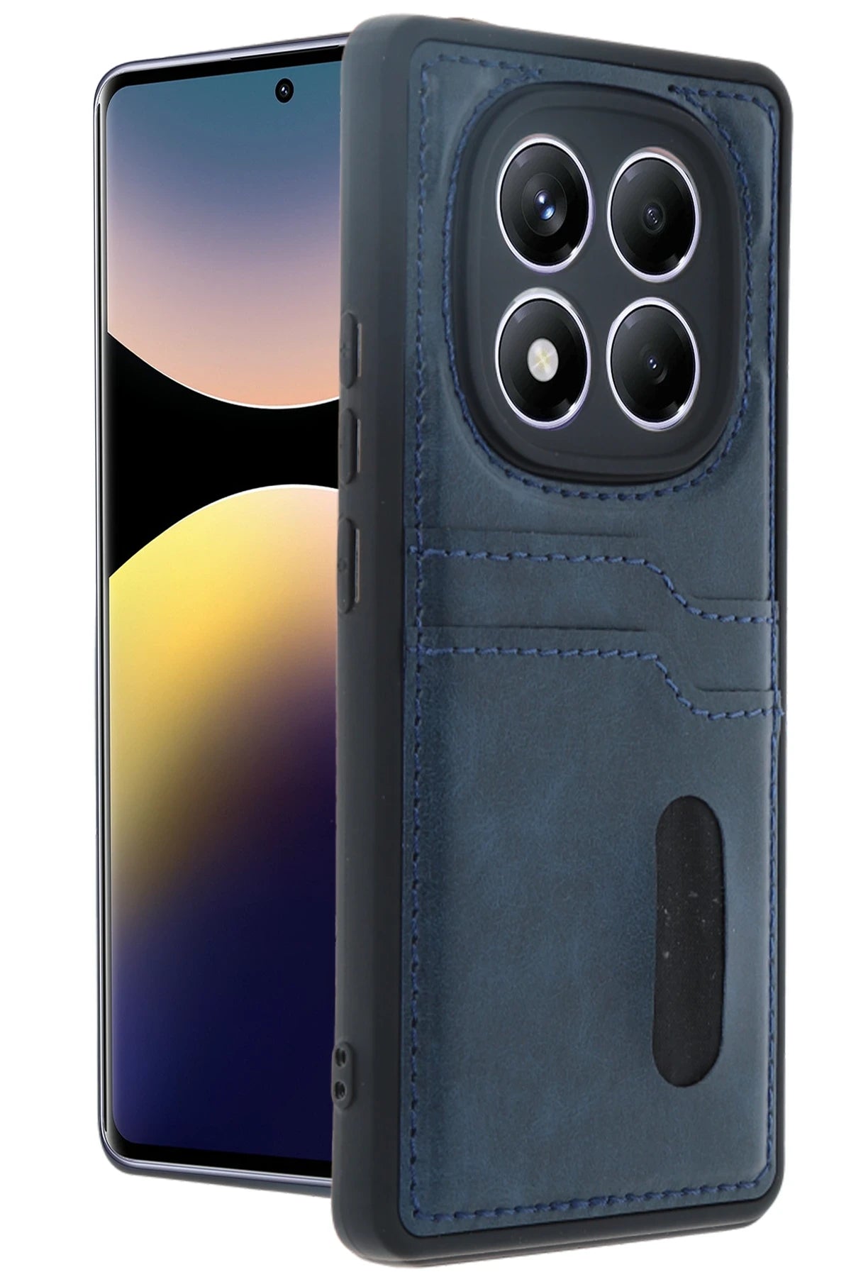 nebaktın Xiaomi Redmi Note 14 Pro 5G Kılıf Sara Kartvizitli Deri Kılıf - Lacivert 1