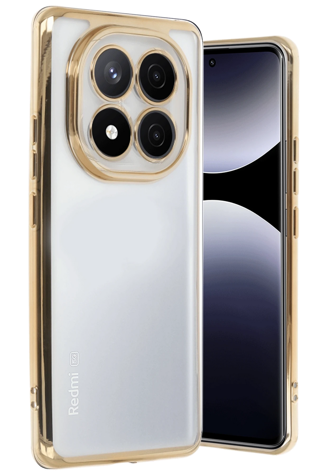 nebaktın Xiaomi Redmi Note 14 Pro Plus Kılıf Razer Lensli Silikon - Gold 1