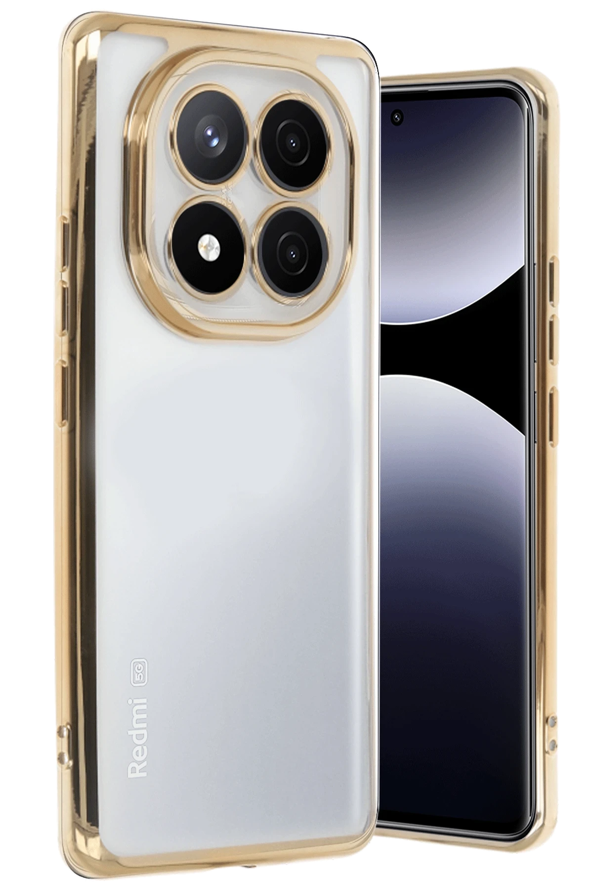 nebaktın Xiaomi Redmi Note 14 Pro Plus Kılıf Razer Lensli Silikon - Gold 1