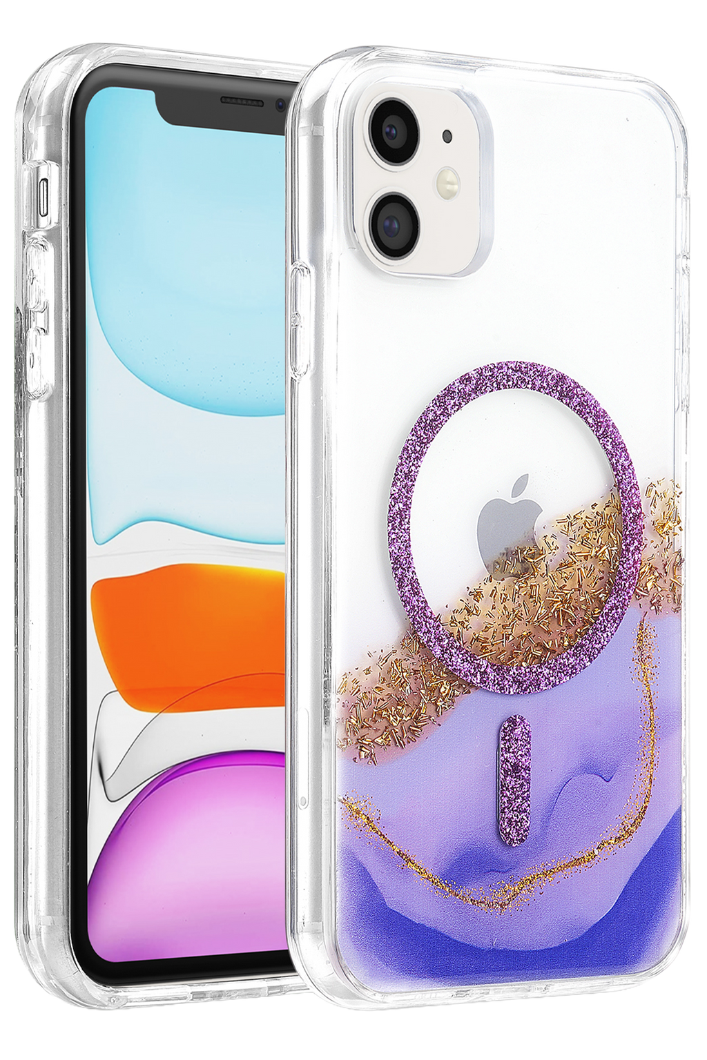Onegif Apple iPhone 11 Lotus Simli Magsafe Kapak - Mor 1