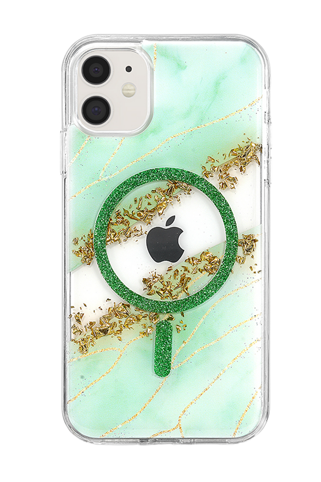 Onegif Apple iPhone 11 Lotus Simli Magsafe Kapak - Yeşil 3