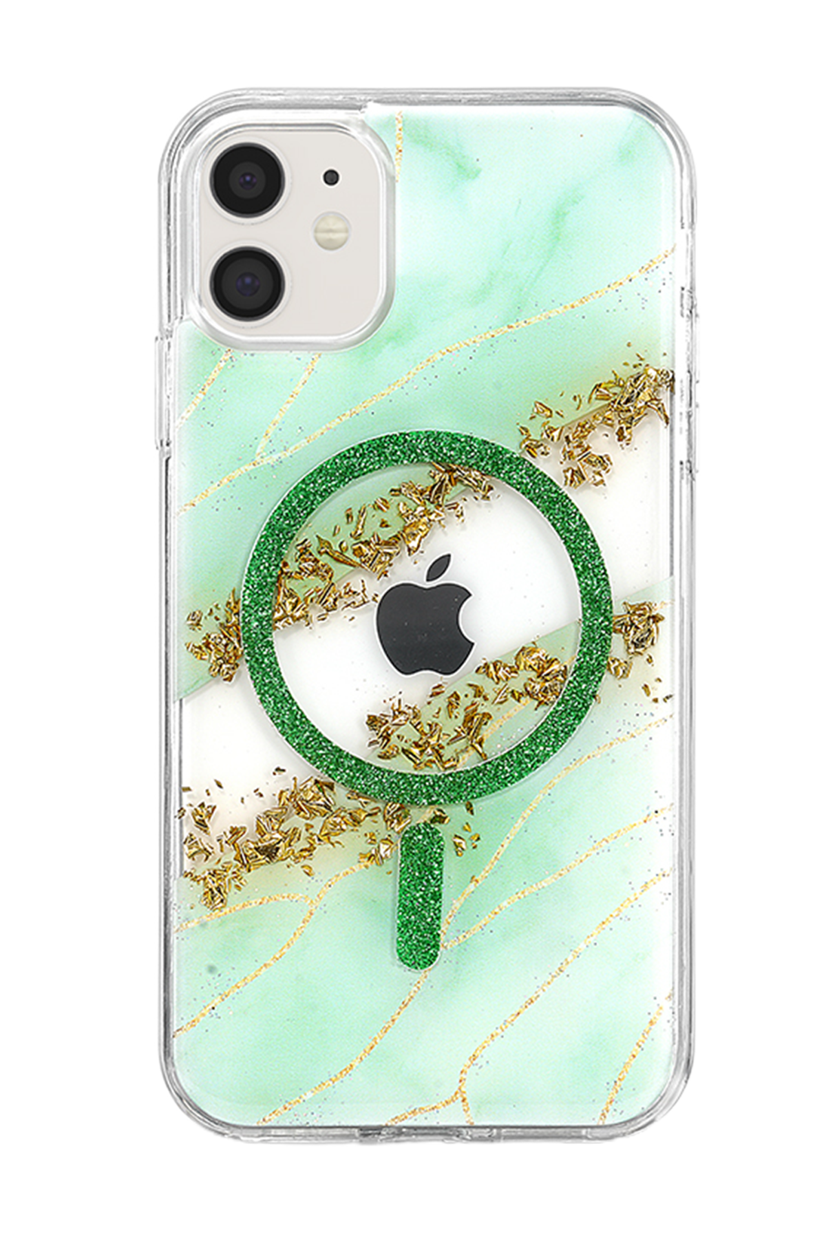 Onegif Apple iPhone 11 Lotus Simli Magsafe Kapak - Yeşil 3