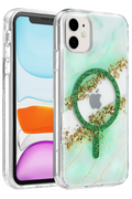 Onegif Apple iPhone 11 Lotus Simli Magsafe Kapak - Yeşil 1