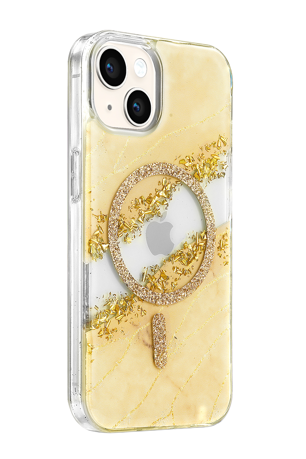 Onegif Apple iPhone 14 Lotus Simli Magsafe Kapak - Gümüş 2