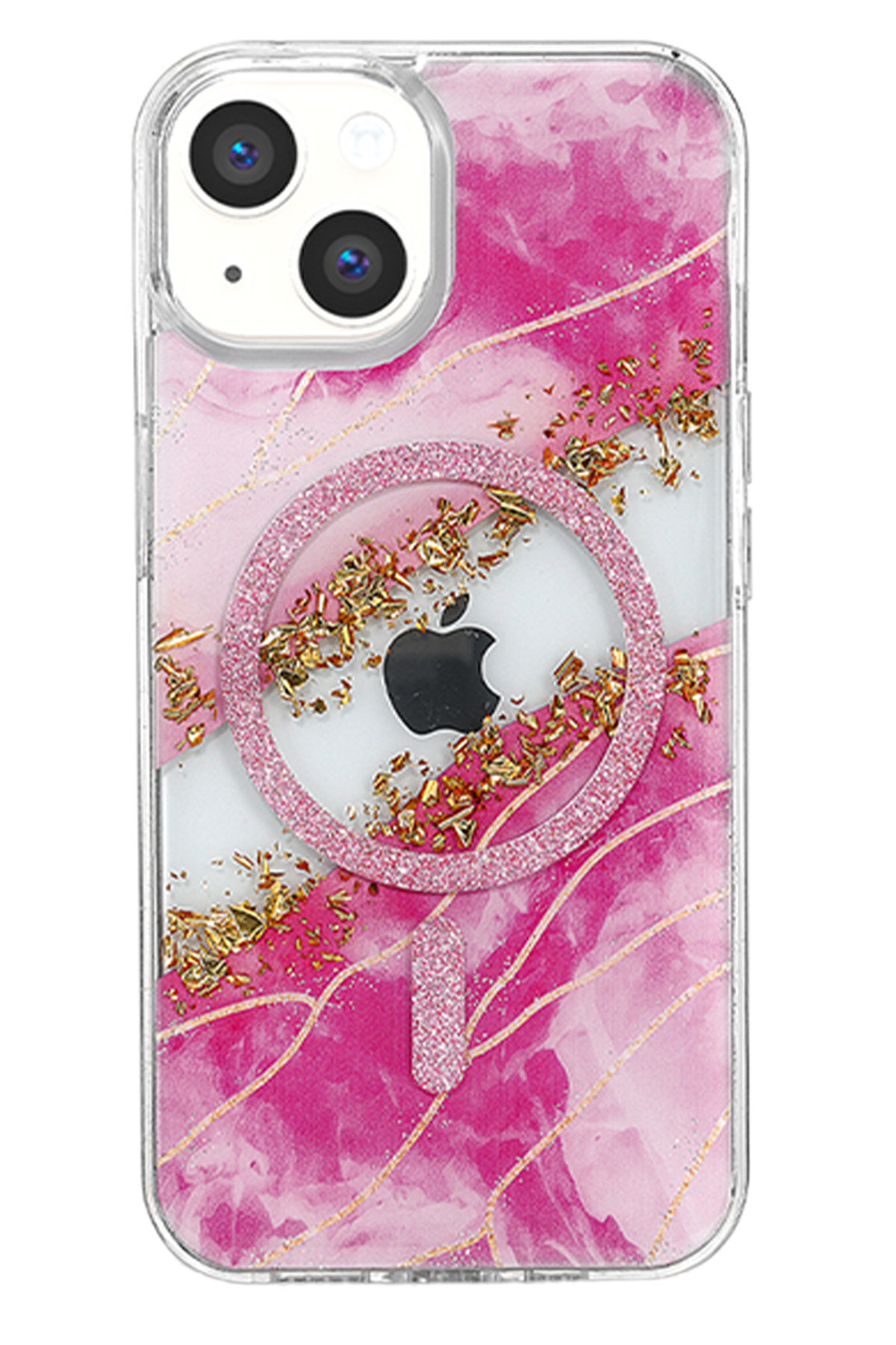 Onegif Apple iPhone 14 Lotus Simli Magsafe Kapak - Pembe 3