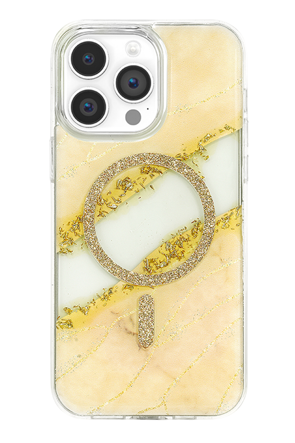 Onegif Apple iPhone 14 Pro Max Lotus Simli Magsafe Kapak - Gümüş 3