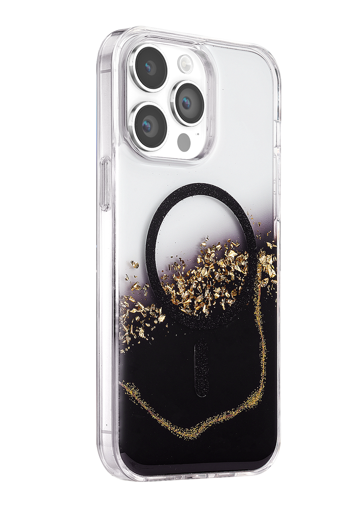 Onegif Apple iPhone 14 Pro Max Lotus Simli Magsafe Kapak - Siyah 2