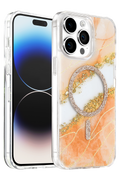 Onegif Apple iPhone 15 Pro Max Lotus Simli Magsafe Kapak - Turuncu 1