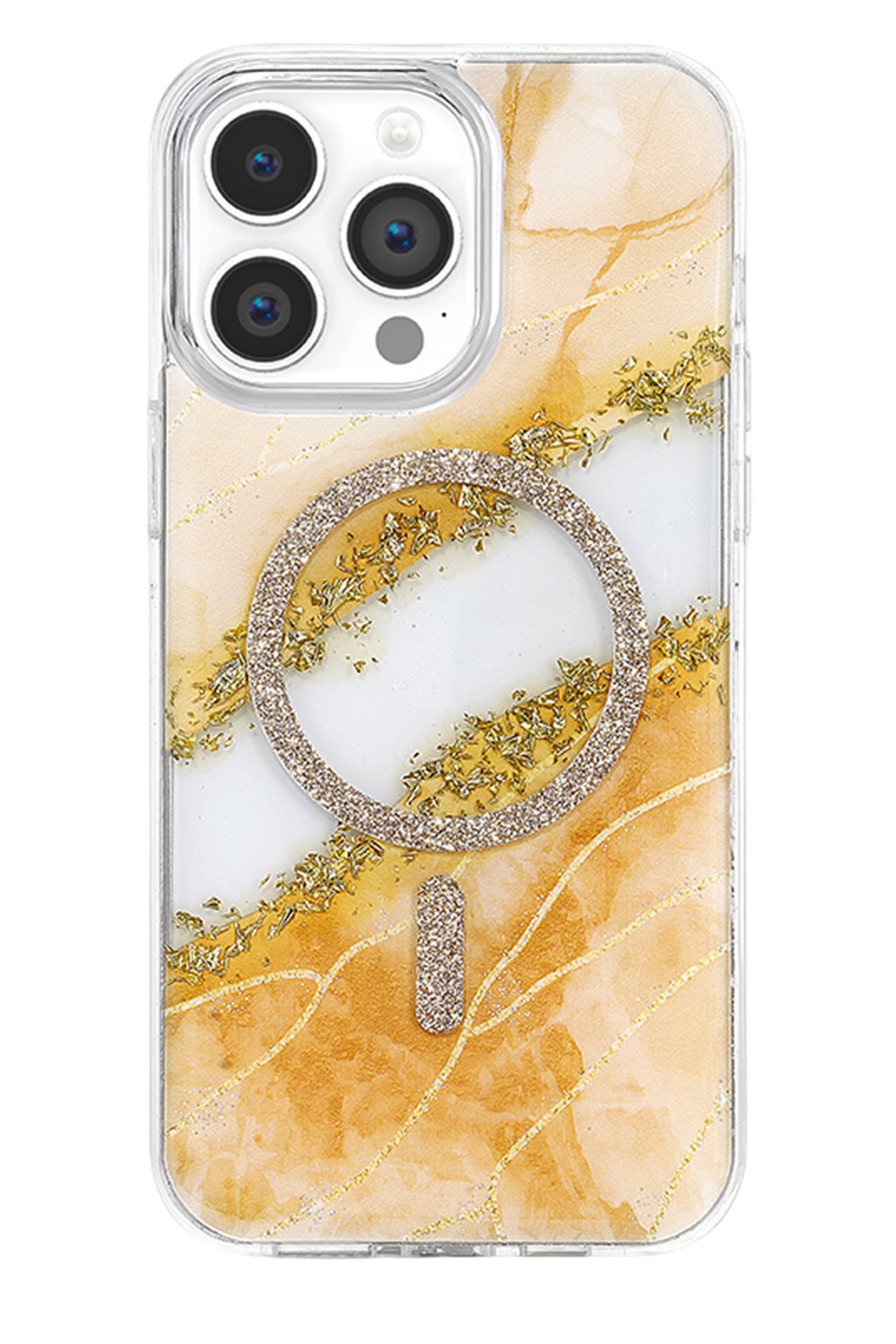 Onegif Apple iPhone 15 Pro Max Lotus Simli Magsafe Kapak - Turuncu 3