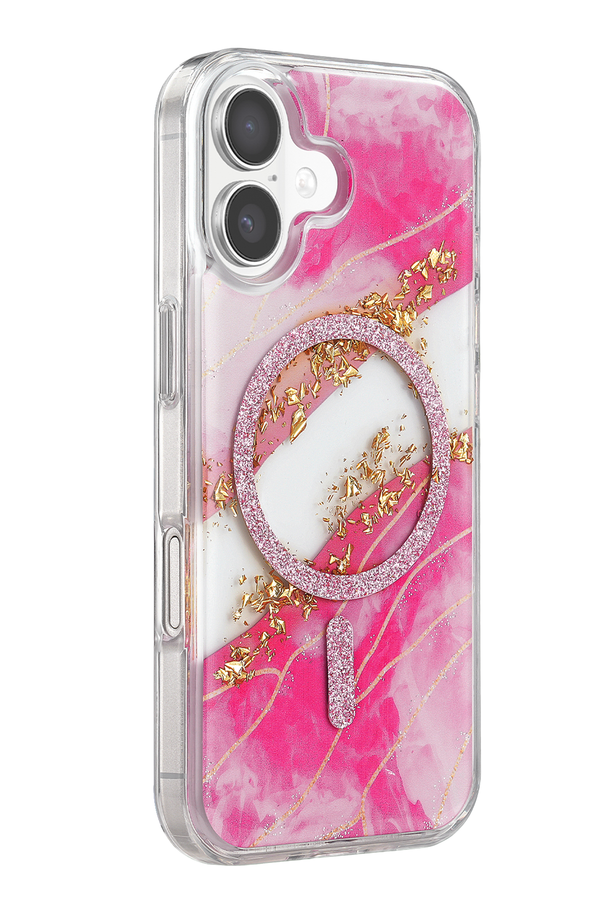 Onegif Apple iPhone 16 Lotus Simli Magsafe Kapak - Pembe 2