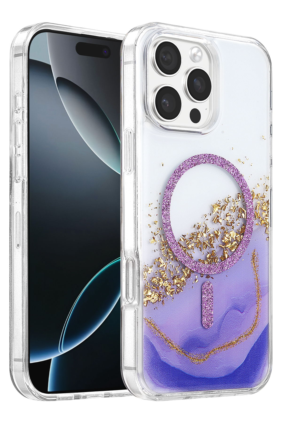 Onegif Apple iPhone 16 Pro Max Lotus Simli Magsafe Kapak - Mor 1
