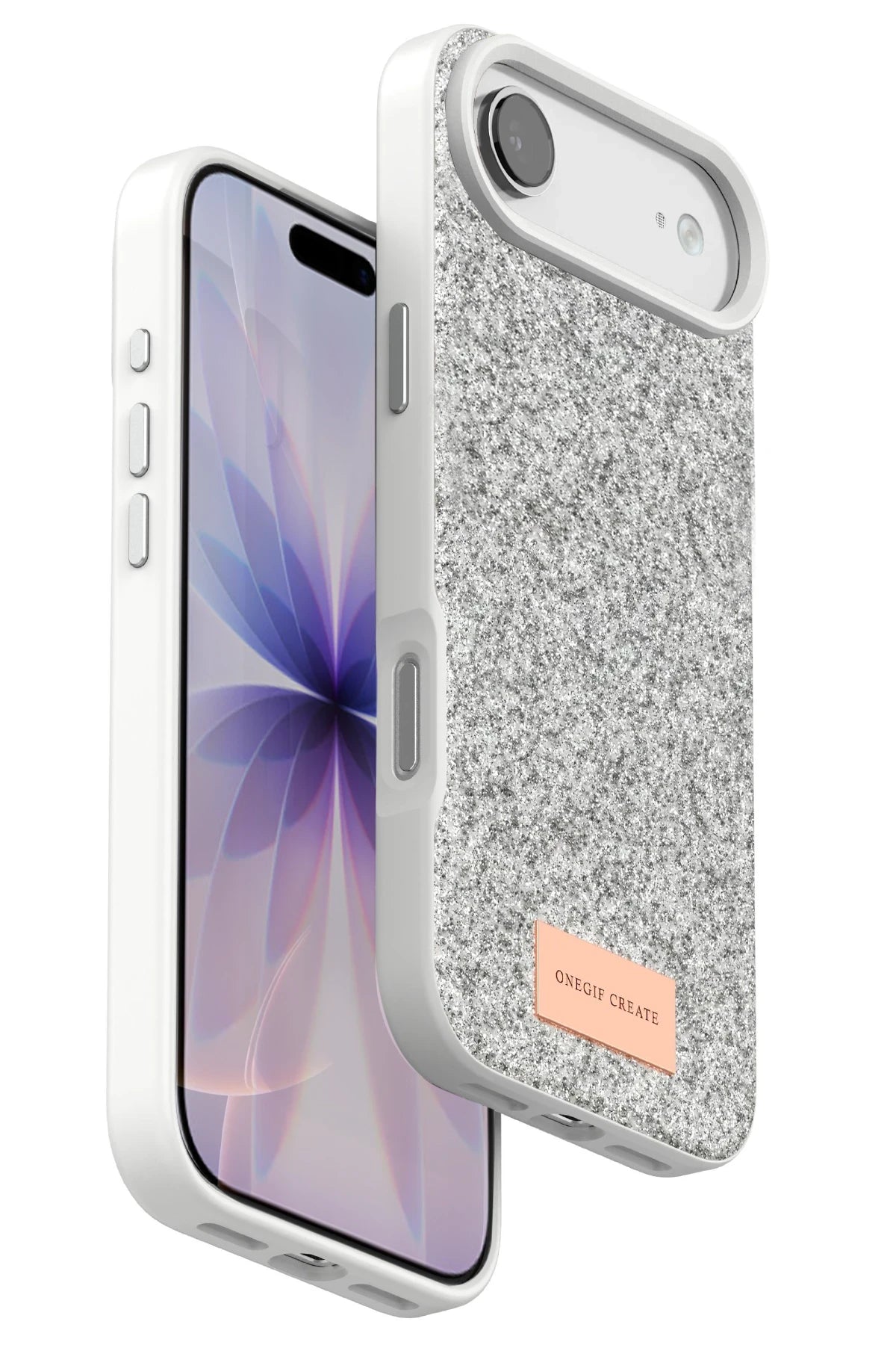 Onegif Apple iPhone 17 Air Bright Simli Kapak - Beyaz 1