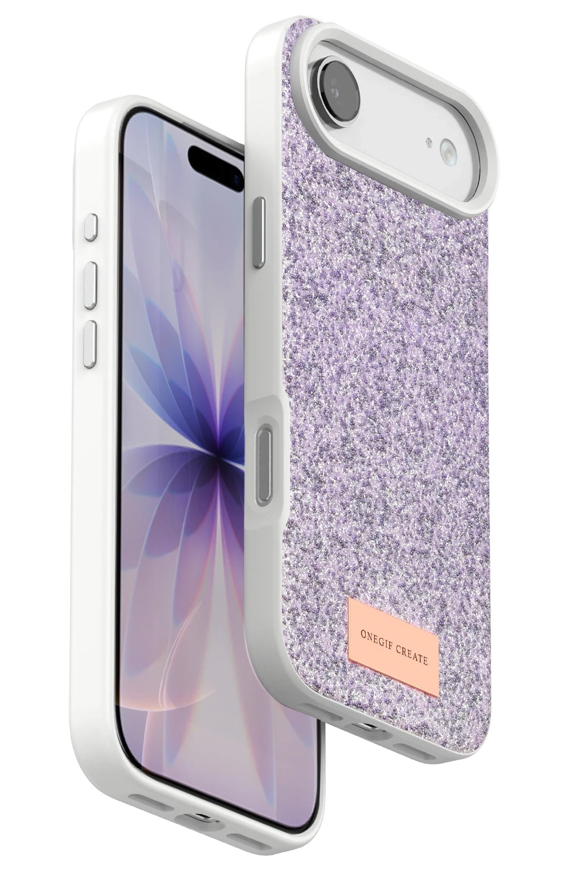 Onegif Apple iPhone 17 Air Bright Simli Kapak - Lila 1