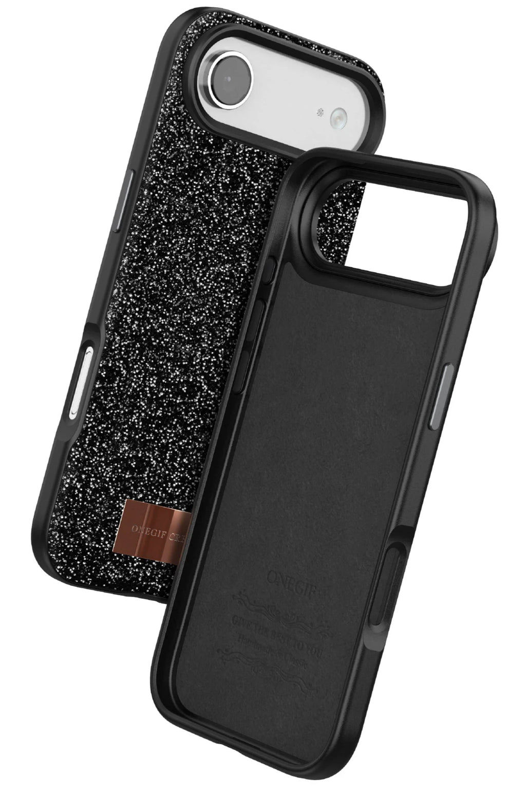 Onegif Apple iPhone 17 Air Bright Simli Kapak - Siyah 3