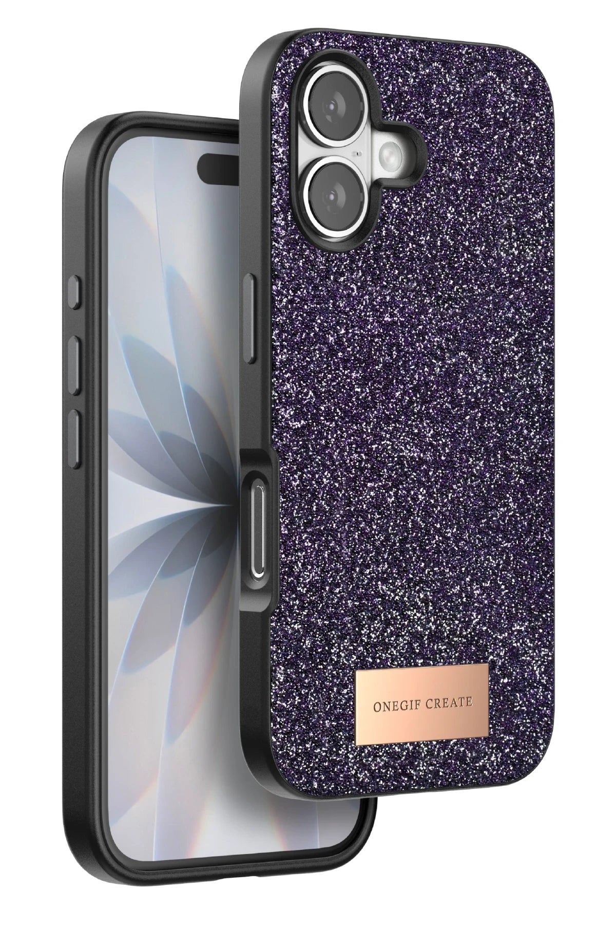 Onegif Apple iPhone 17 Bright Simli Kapak - Derin Mor 1