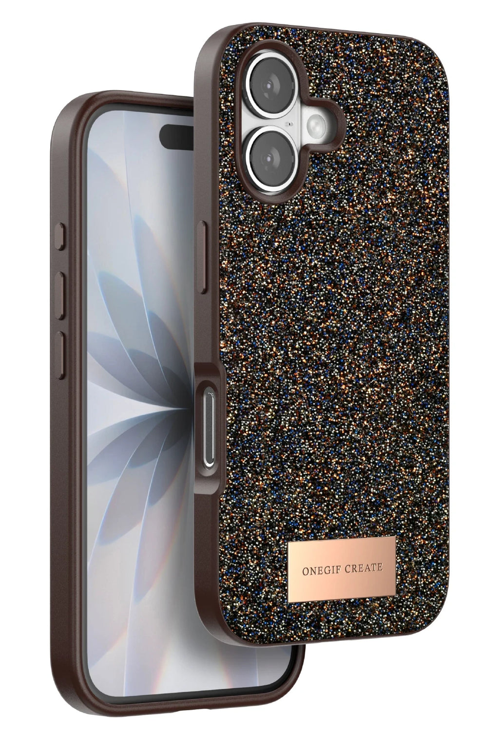 Onegif Apple iPhone 17 Bright Simli Kapak - Gold 1