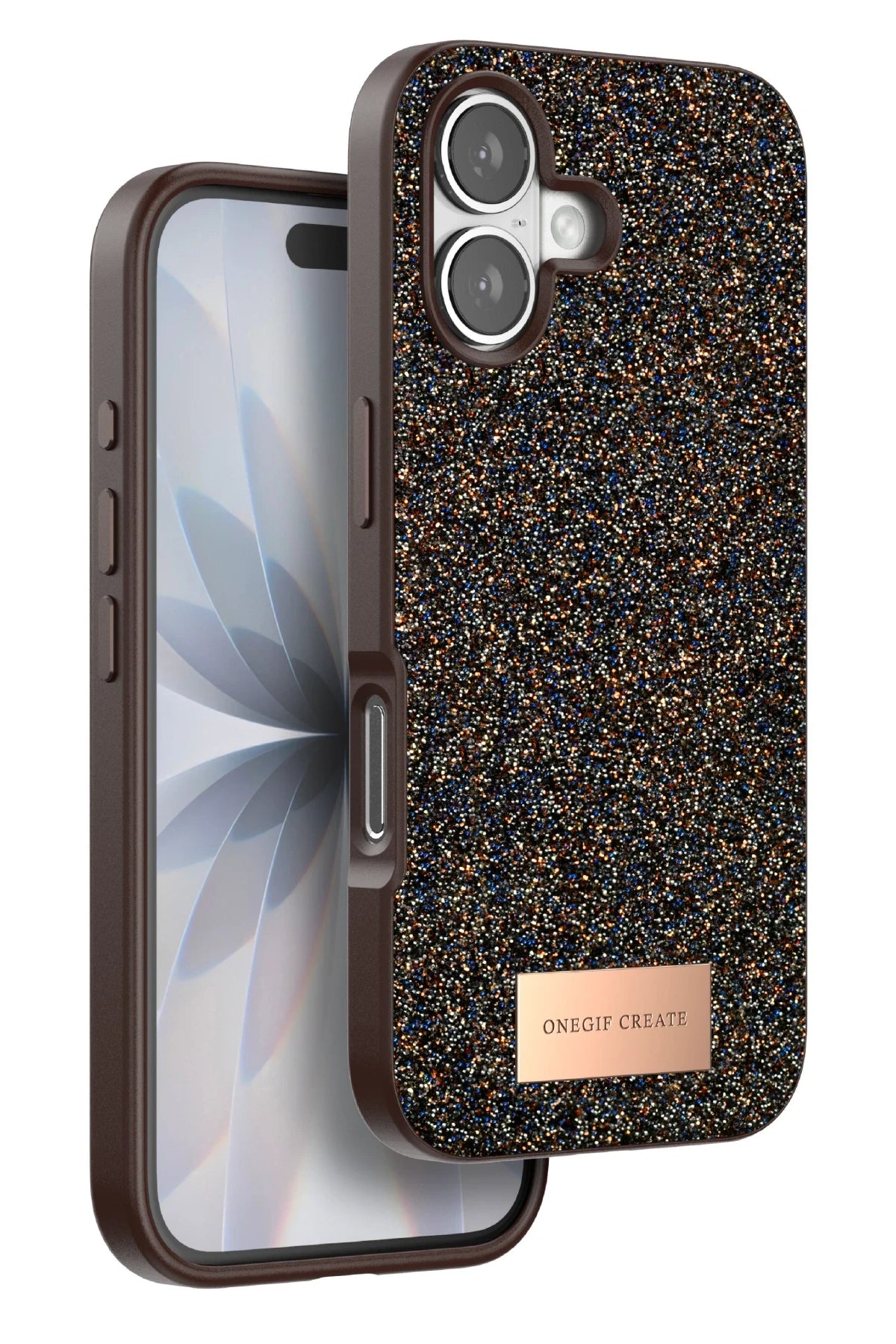 Onegif Apple iPhone 17 Bright Simli Kapak - Gold 1