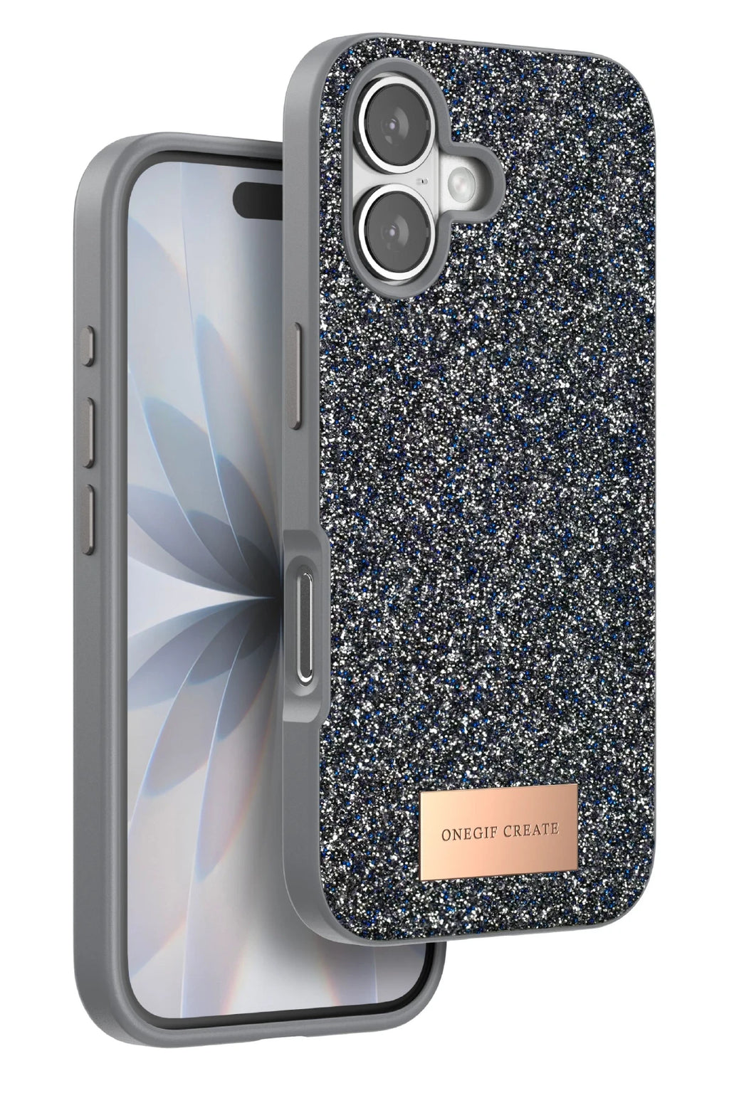 Onegif Apple iPhone 17 Bright Simli Kapak - Gümüş 1
