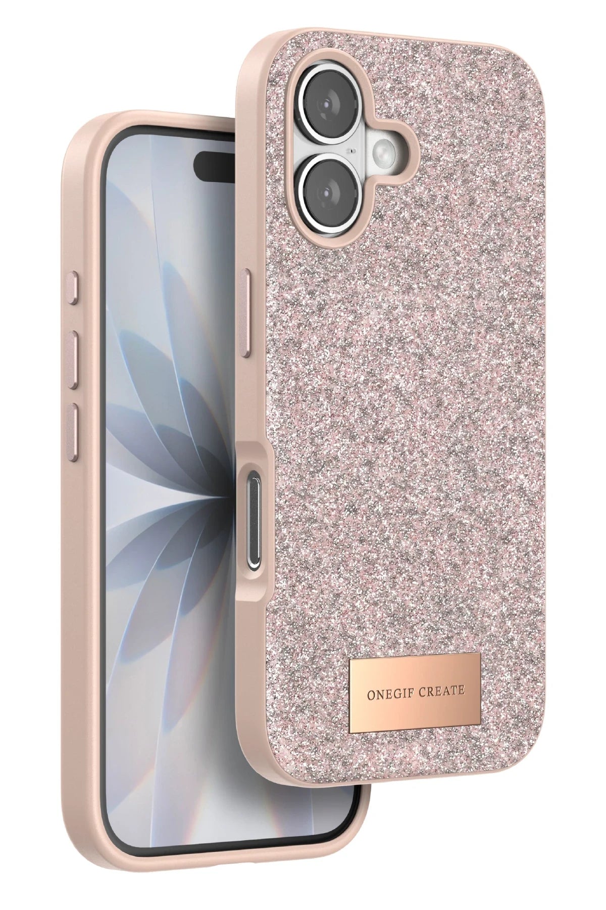 Onegif Apple iPhone 17 Bright Simli Kapak - Pembe 1