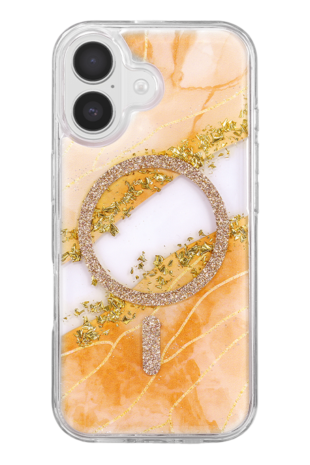 Onegif Apple iPhone 17 Lotus Simli Magsafe Kapak - Turuncu 3