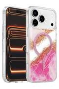 Onegif Apple iPhone 17 Pro Lotus Simli Magsafe Kapak - Pembe 1