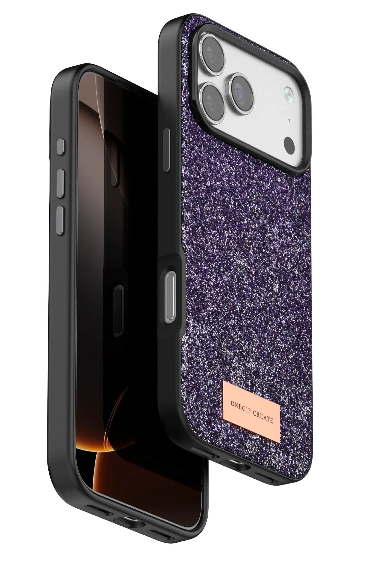 Onegif Apple iPhone 17 Pro Max Bright Simli Kapak - Derin Mor 1