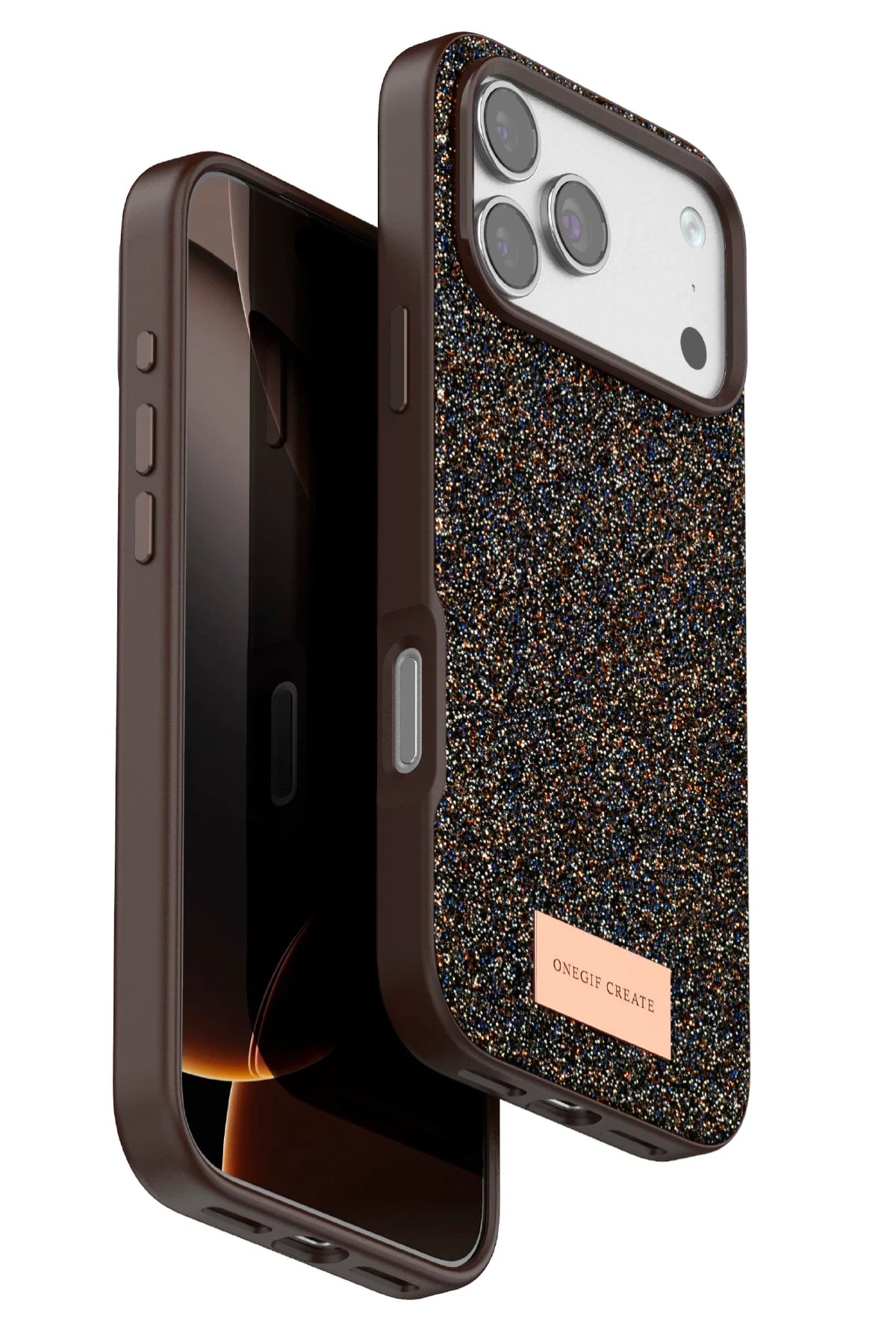 Onegif Apple iPhone 17 Pro Max Bright Simli Kapak - Gold 1