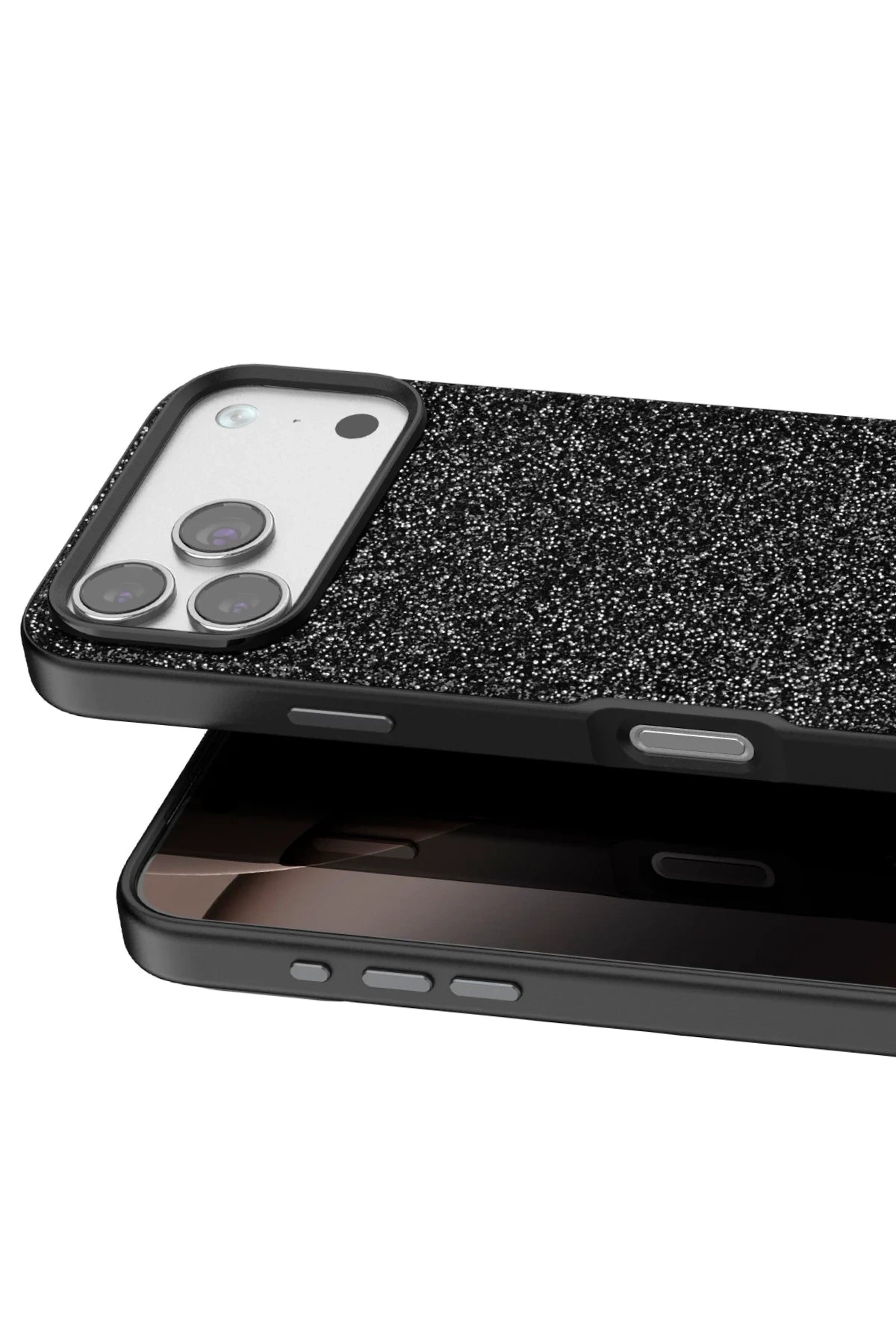 Onegif Apple iPhone 17 Pro Max Bright Simli Kapak - Siyah 2