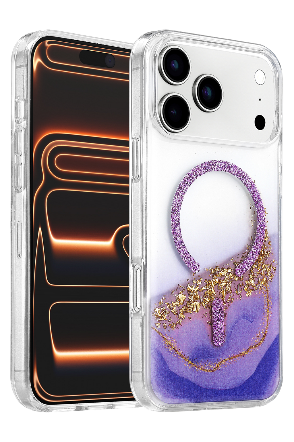 Onegif Apple iPhone 17 Pro Max Lotus Simli Magsafe Kapak - Mor 1