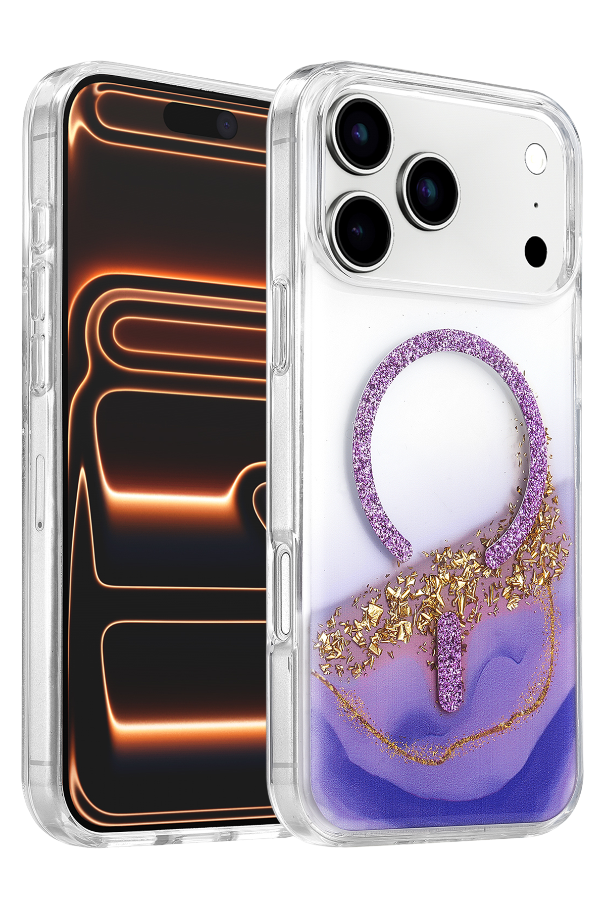 Onegif Apple iPhone 17 Pro Max Lotus Simli Magsafe Kapak - Mor 1
