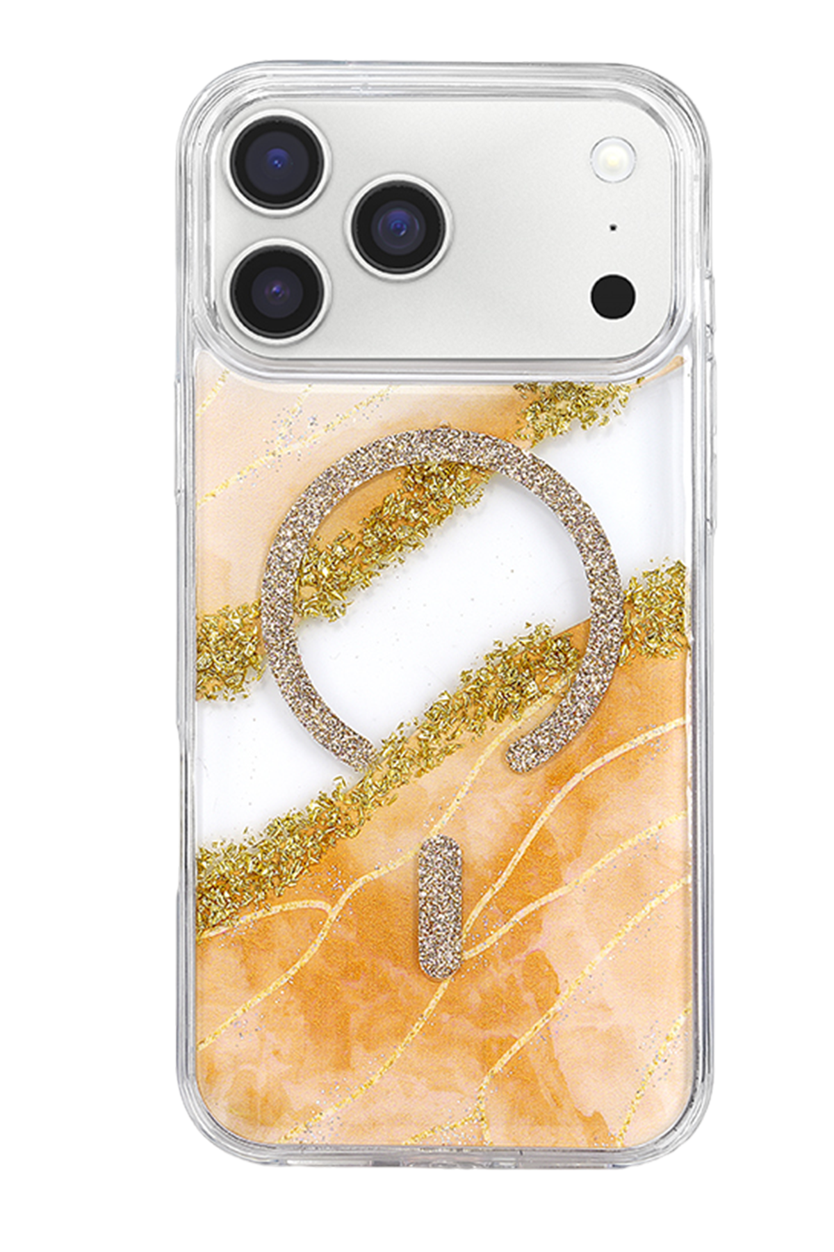 Onegif Apple iPhone 17 Pro Max Lotus Simli Magsafe Kapak - Turuncu 3
