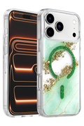 Onegif Apple iPhone 17 Pro Max Lotus Simli Magsafe Kapak - Yeşil 1
