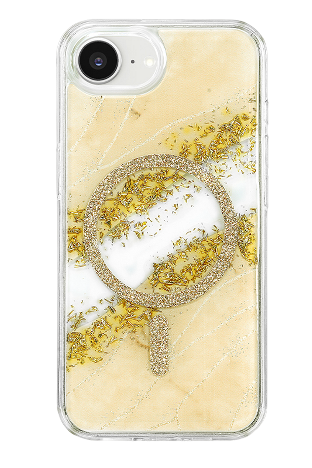 Onegif Apple iPhone 17E Lotus Simli Magsafe Kapak - Gümüş 3