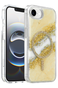 Onegif Apple iPhone 17E Lotus Simli Magsafe Kapak - Gümüş 1