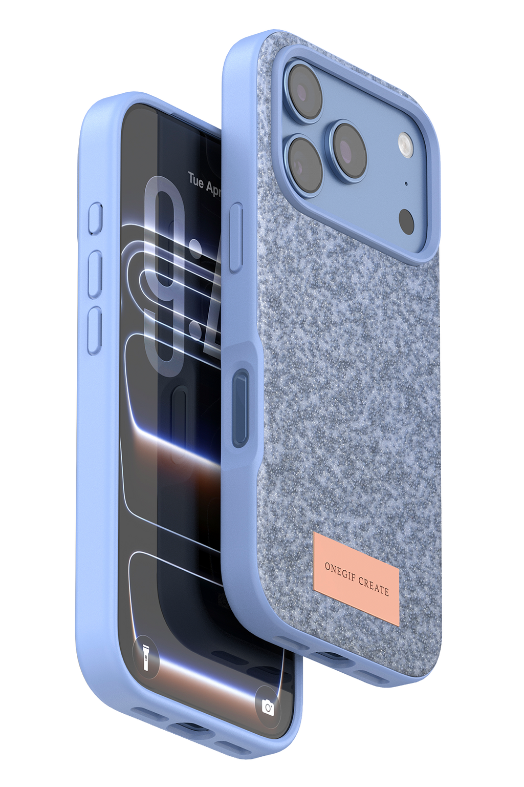 Onegif Apple iPhone 18 Pro Max Bright Simli Kapak - Mavi 1