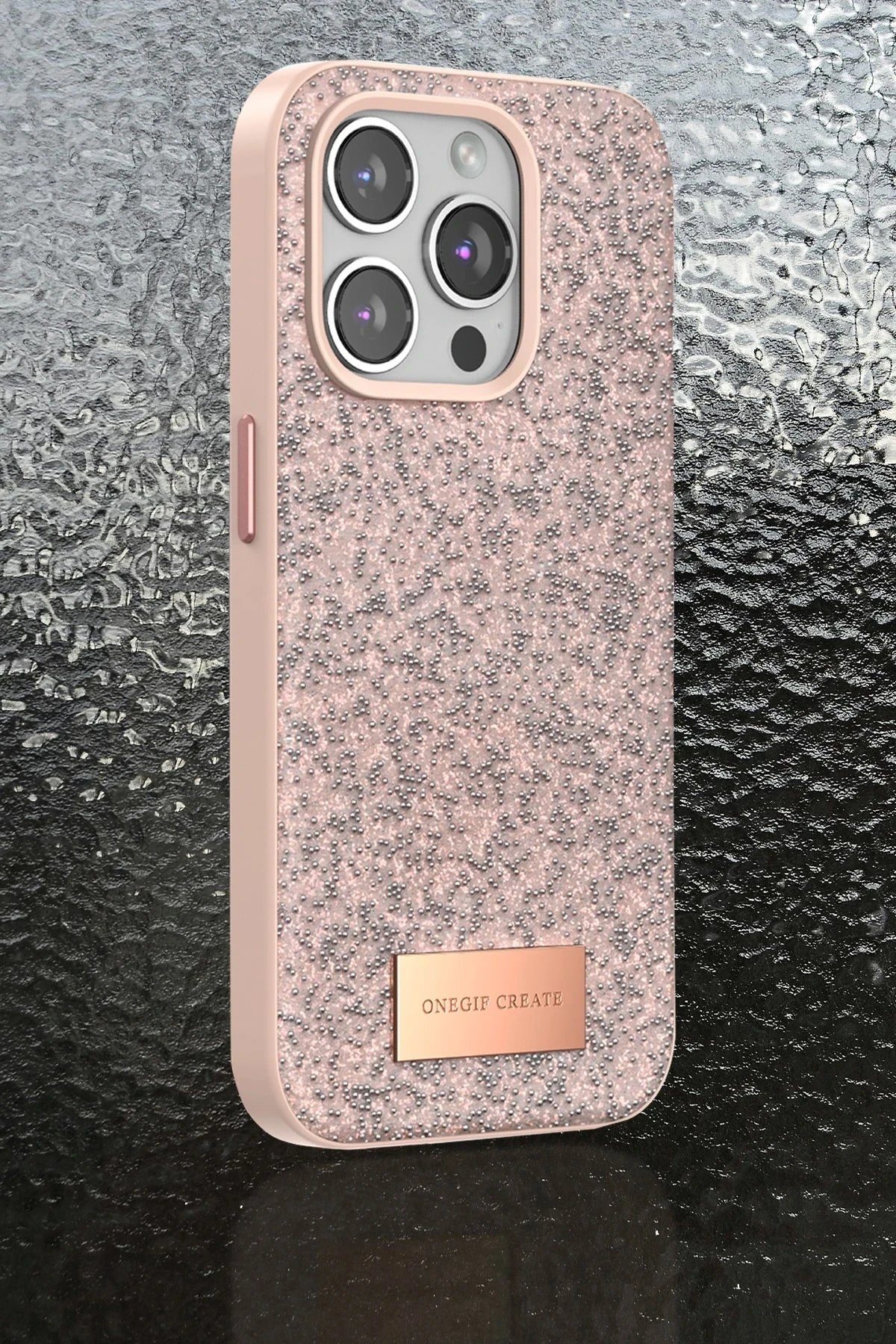 Onegif Apple iPhone 14 Pro Bright Simli Kapak - Derin Mor 4