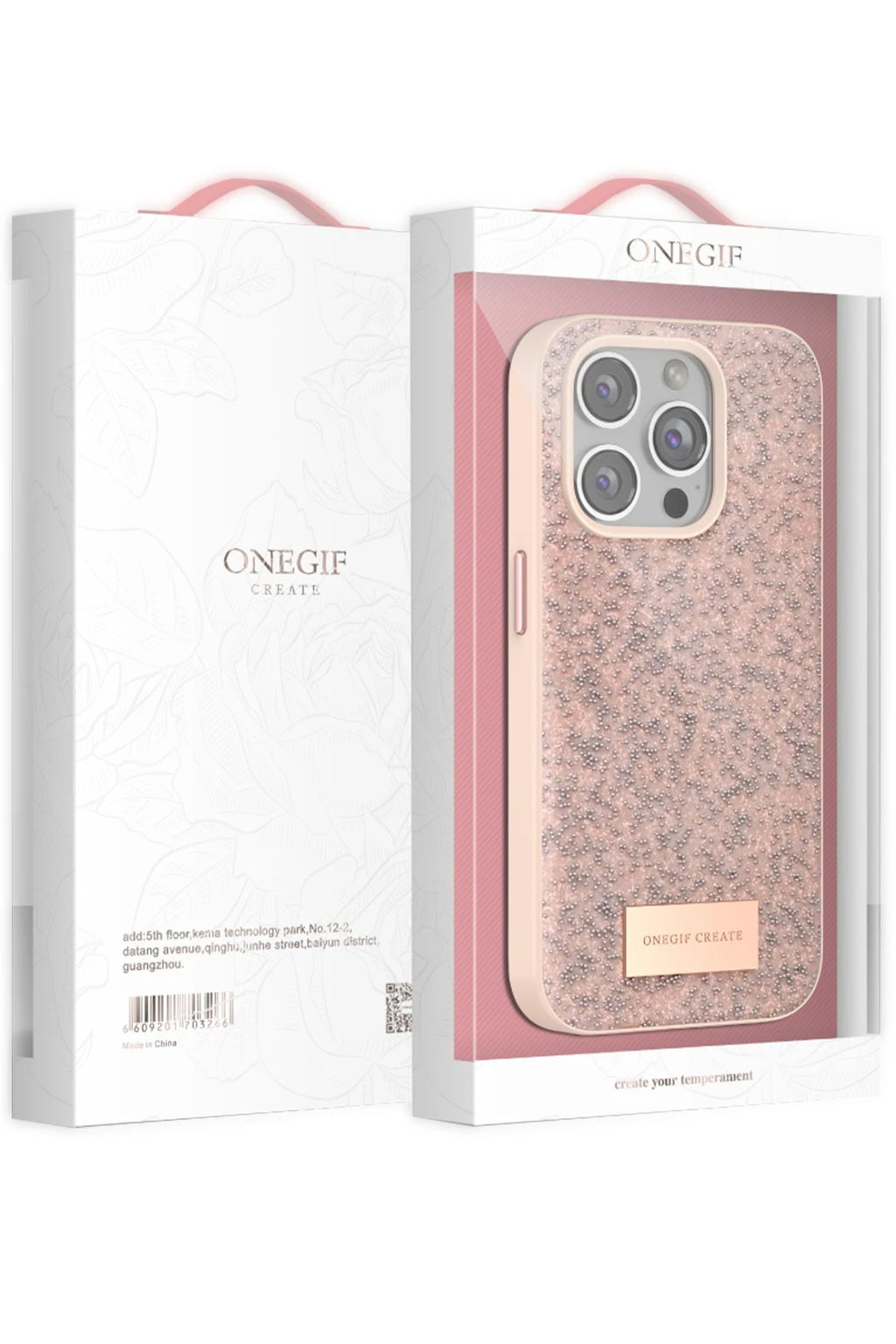 Onegif Apple iPhone 14 Pro Bright Simli Kapak - Gold 5