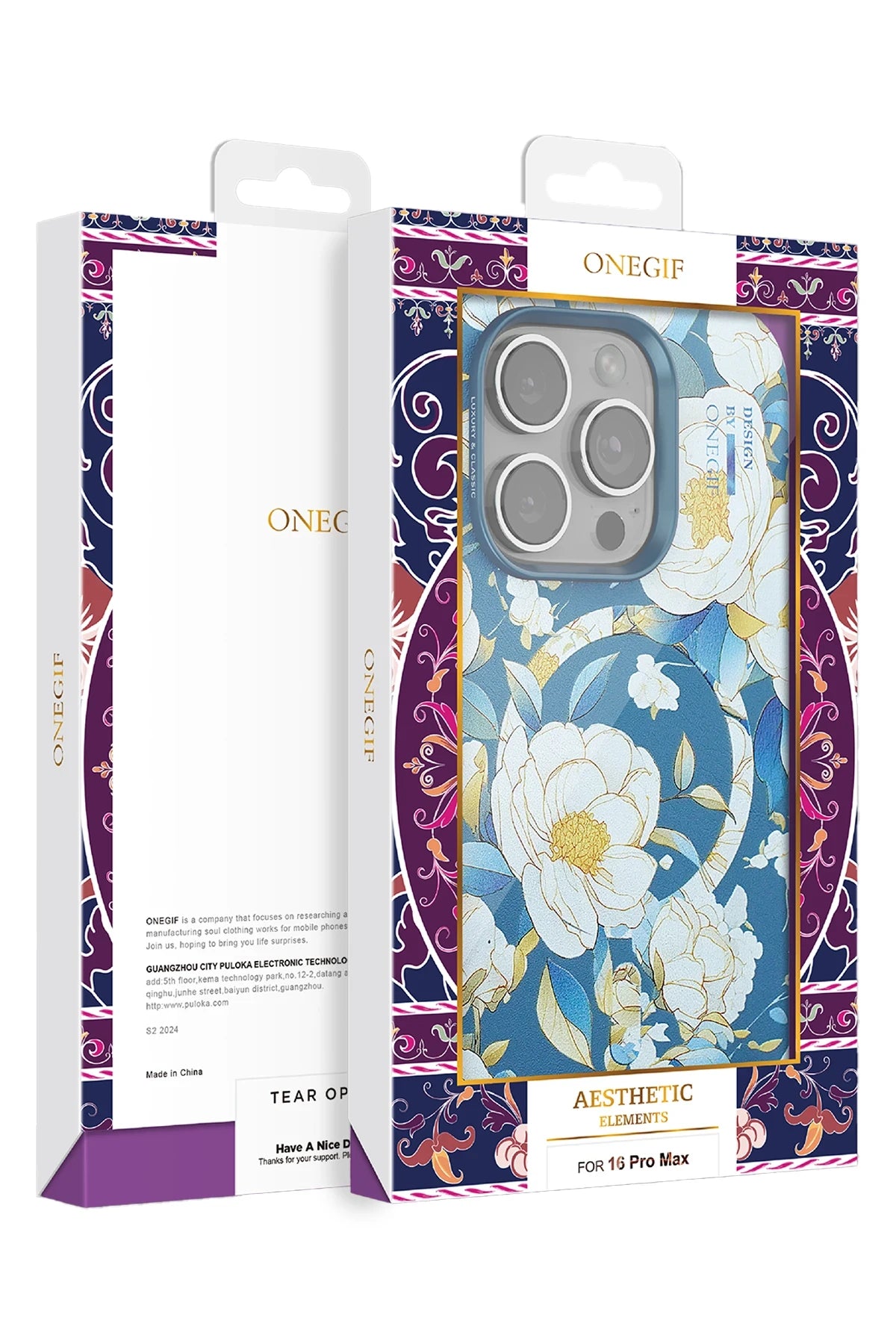 Onegif Apple iPhone 15 Pro Flower Series Magsafe Kapak - Siyah 4