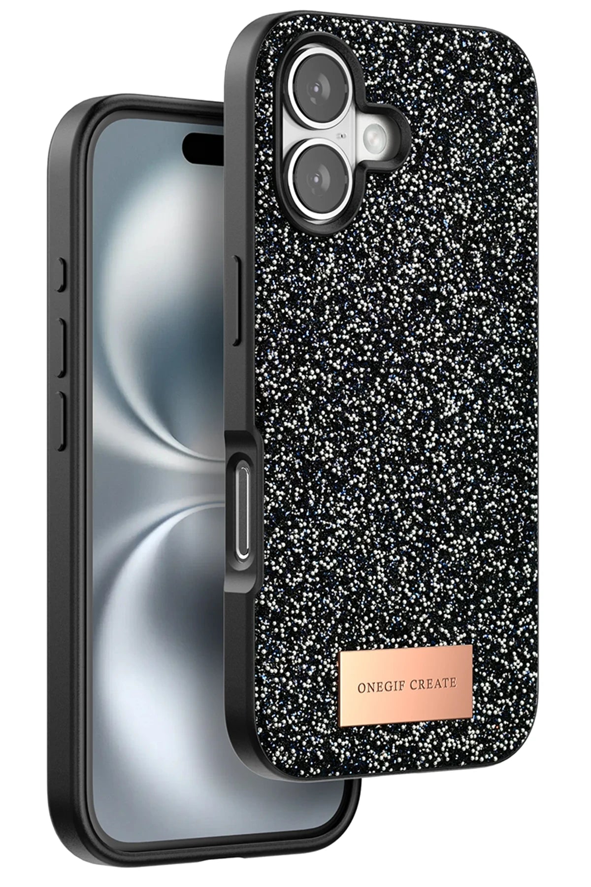 Onegif Apple iPhone 16 Bright Simli Kapak - Siyah 1