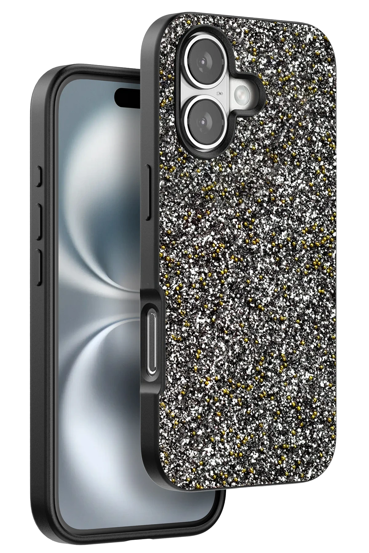 Onegif Apple iPhone 16 Plus Bright Simli Kapak - Gümüş 1