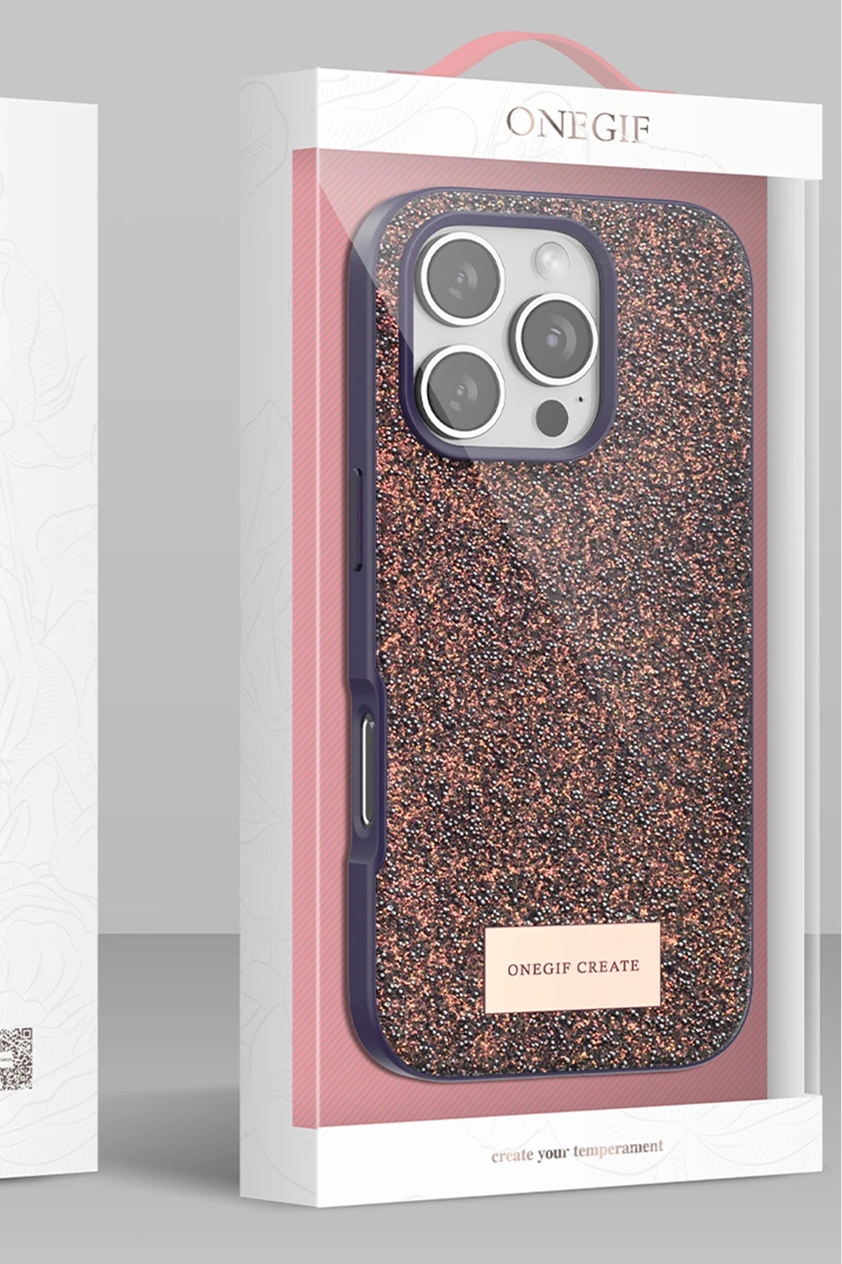 Onegif Apple iPhone 16 Pro Bright Simli Kapak - Gold 4