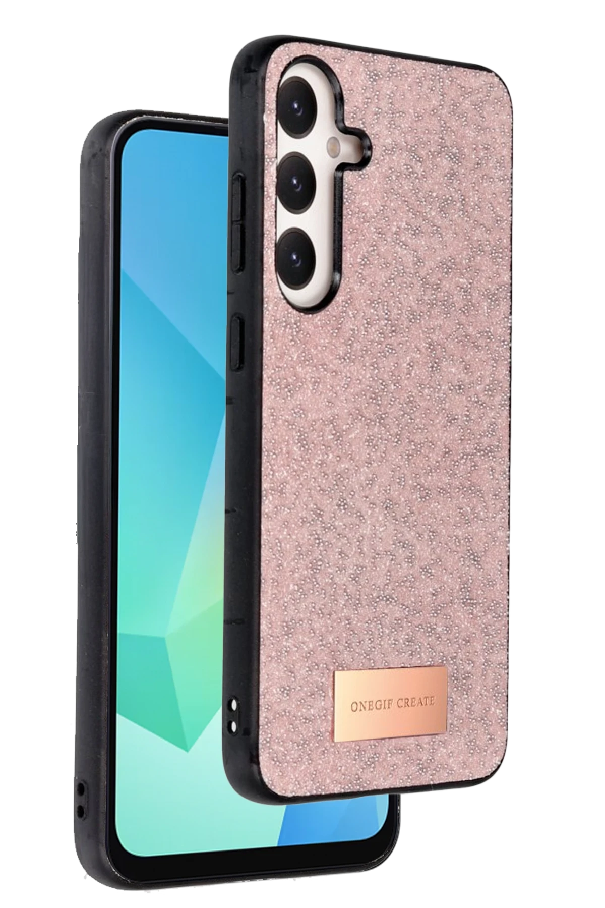 Onegif Samsung Galaxy A16 5G Bright Simli Kapak - Pembe 1