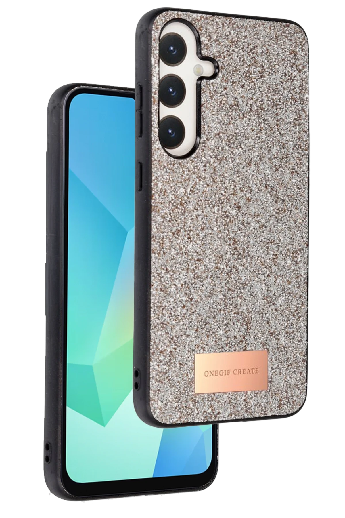 Onegif Samsung Galaxy A36 Bright Simli Kapak - Gold 1