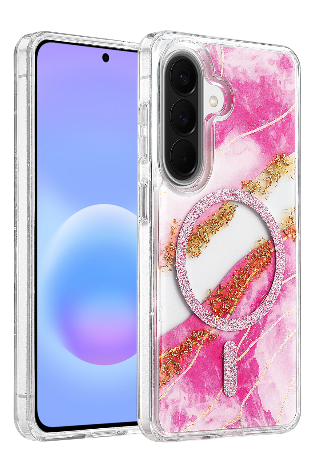 Onegif Samsung Galaxy A57 5G Lotus Simli Magsafe Kapak - Pembe 1