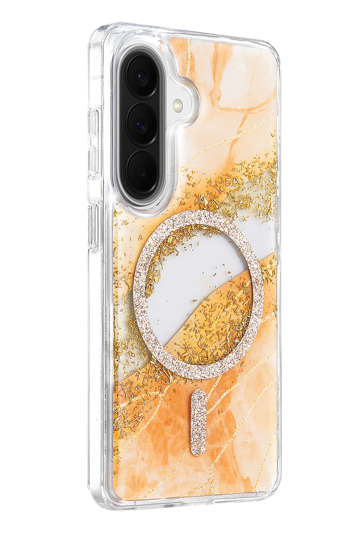 Onegif Samsung Galaxy A57 5G Lotus Simli Magsafe Kapak - Turuncu 2