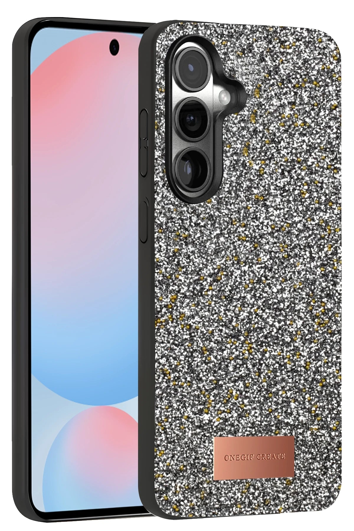 Onegif Samsung Galaxy S24 Plus Bright Simli Kapak - Gold 1